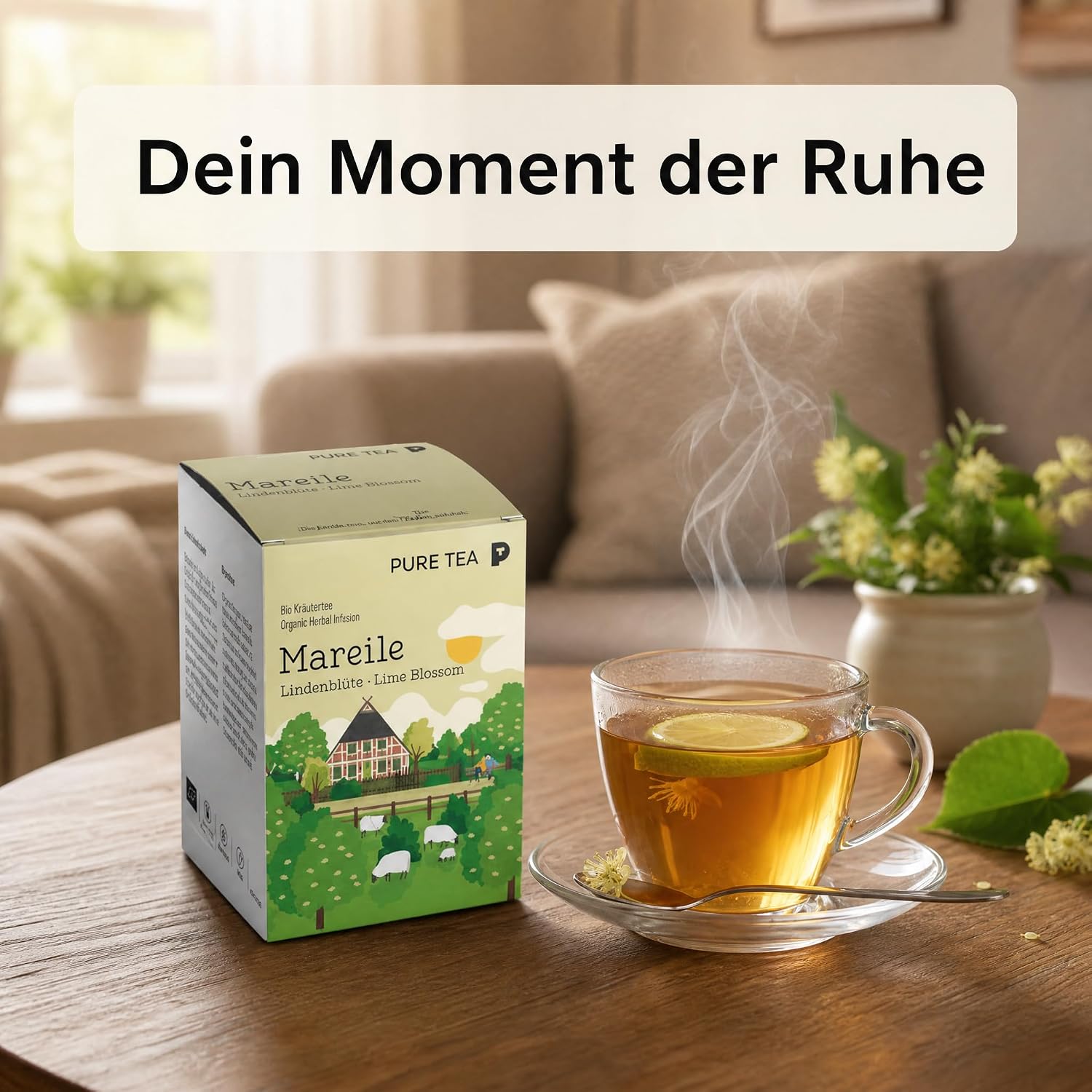 2 Pack Mareile Premium-Lindenblütentee, 30 Teebeutel, Kräutertee Geschenk | Reiner Entspannungstee ohne Aromen, handgenähte Kissenbeutel, EU-zertifiziert – ein schönes Geschenk für Teeliebhaber