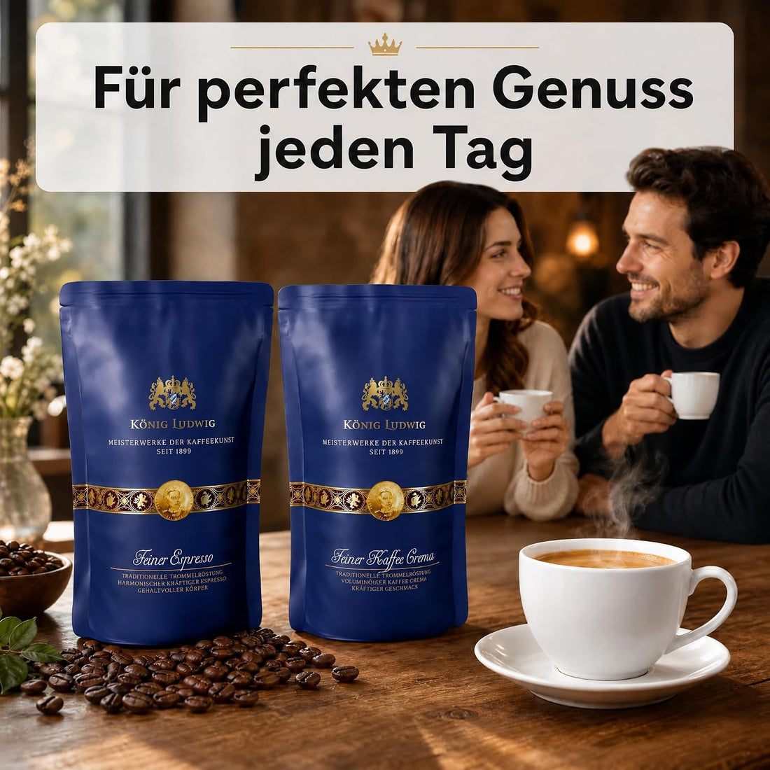 König Ludwig Kaffeebohnen Set, Espresso & Kaffee Crema, 2 x 500 g