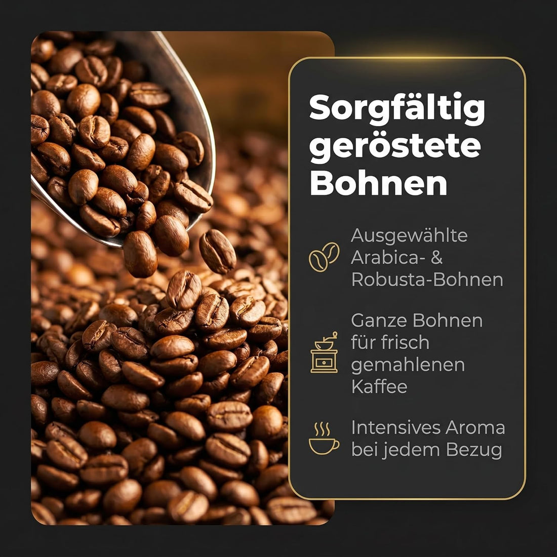 Grande Caffè Espresso Kaffeebohnen, 1000g, 80% Arabica 20% Robusta, Ganze Bohnen aus Honduras, Brasilien, Indien