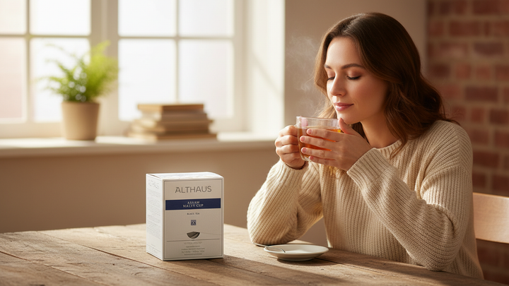4 x ALTHAUS Assam Malty Cup Schwarzer Tee, 60 Pyramidenbeutel, 165g
