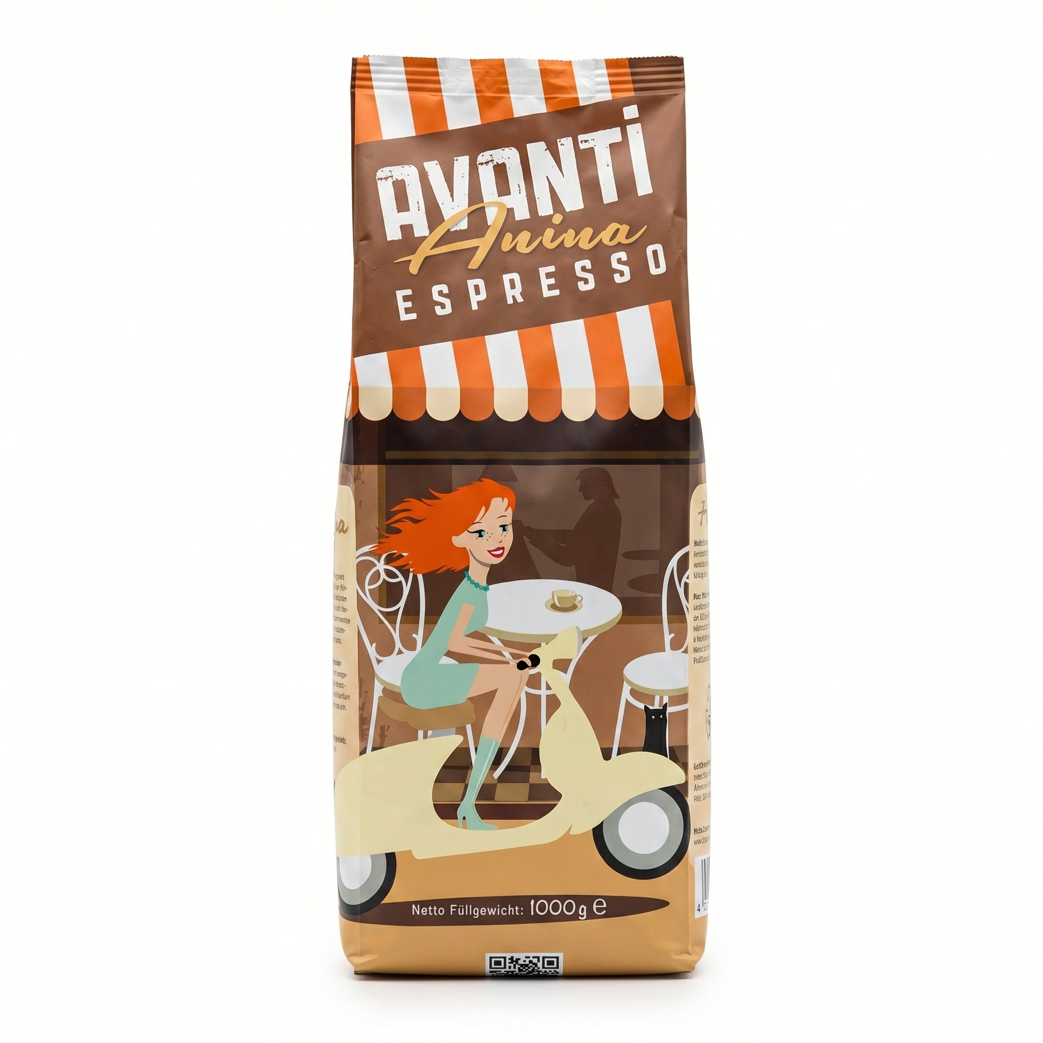 AVANTI Espresso Bohnen Anina – Espressobohnen 1 kg, säurearm, dunkle Trommelröstung, 80% Arabica 20% Robusta, für Siebträgermaschine & Kaffeevollautomat, geröstet in der Schweiz