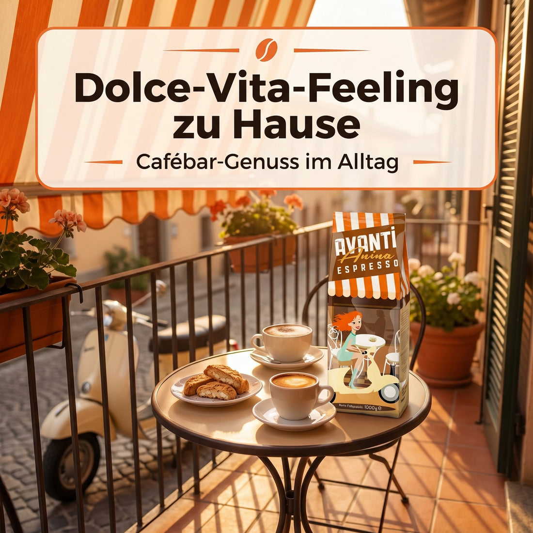 AVANTI Espresso Bohnen Anina – Espressobohnen 1 kg, säurearm, dunkle Trommelröstung, 80% Arabica 20% Robusta, für Siebträgermaschine & Kaffeevollautomat, geröstet in der Schweiz