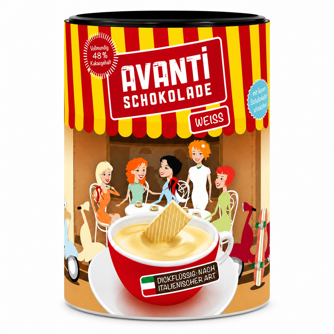 Avanti Weiße Trinkschokolade Dickflüssig, 400 g, nach italienischer Art, Cremig wie flüssige Schokolade – ohne Konservierungsstoffe oder Emulgatoren, einfach mit Milch zubereitet