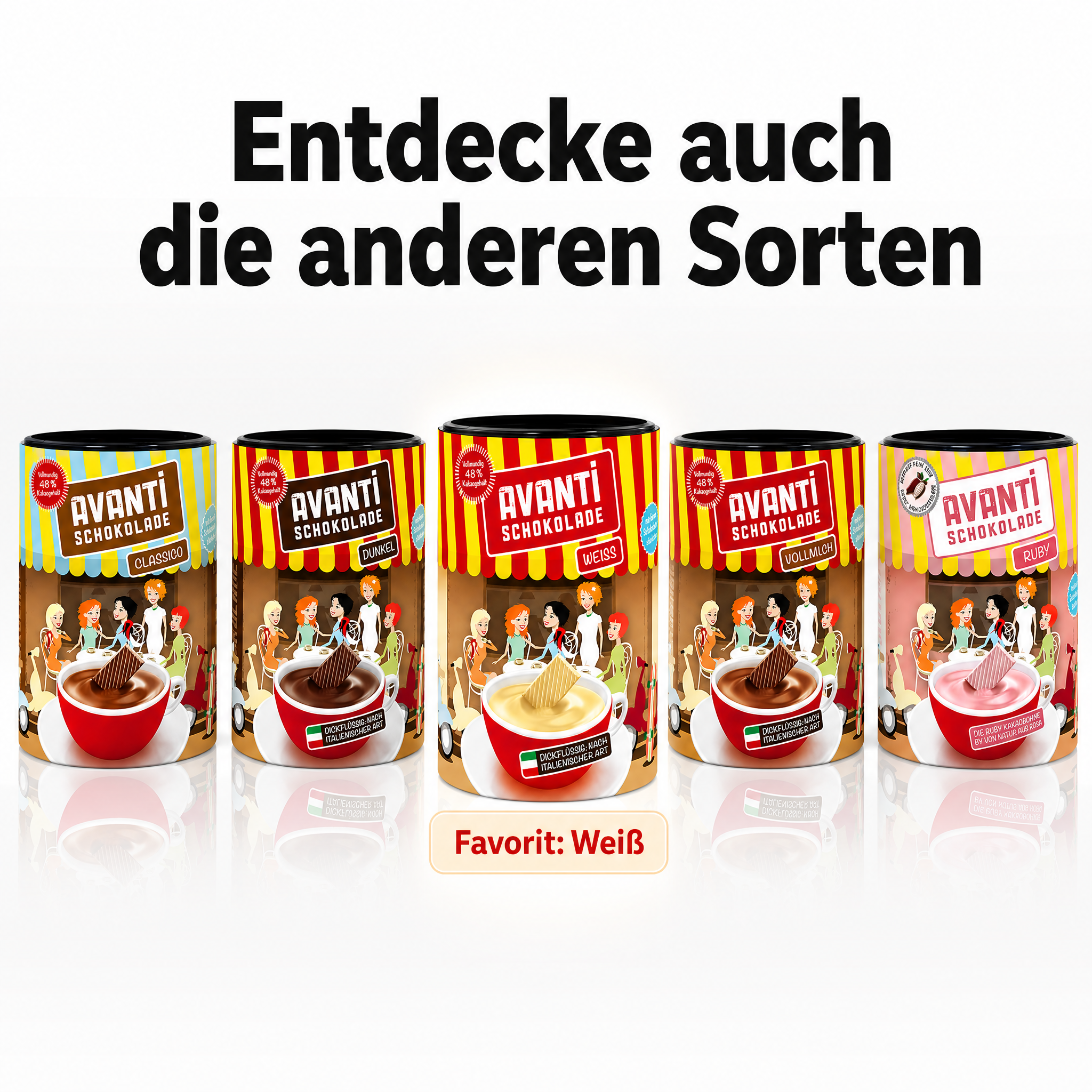 Avanti Weiße Trinkschokolade Dickflüssig, 400 g, nach italienischer Art, Cremig wie flüssige Schokolade – ohne Konservierungsstoffe oder Emulgatoren, einfach mit Milch zubereitet