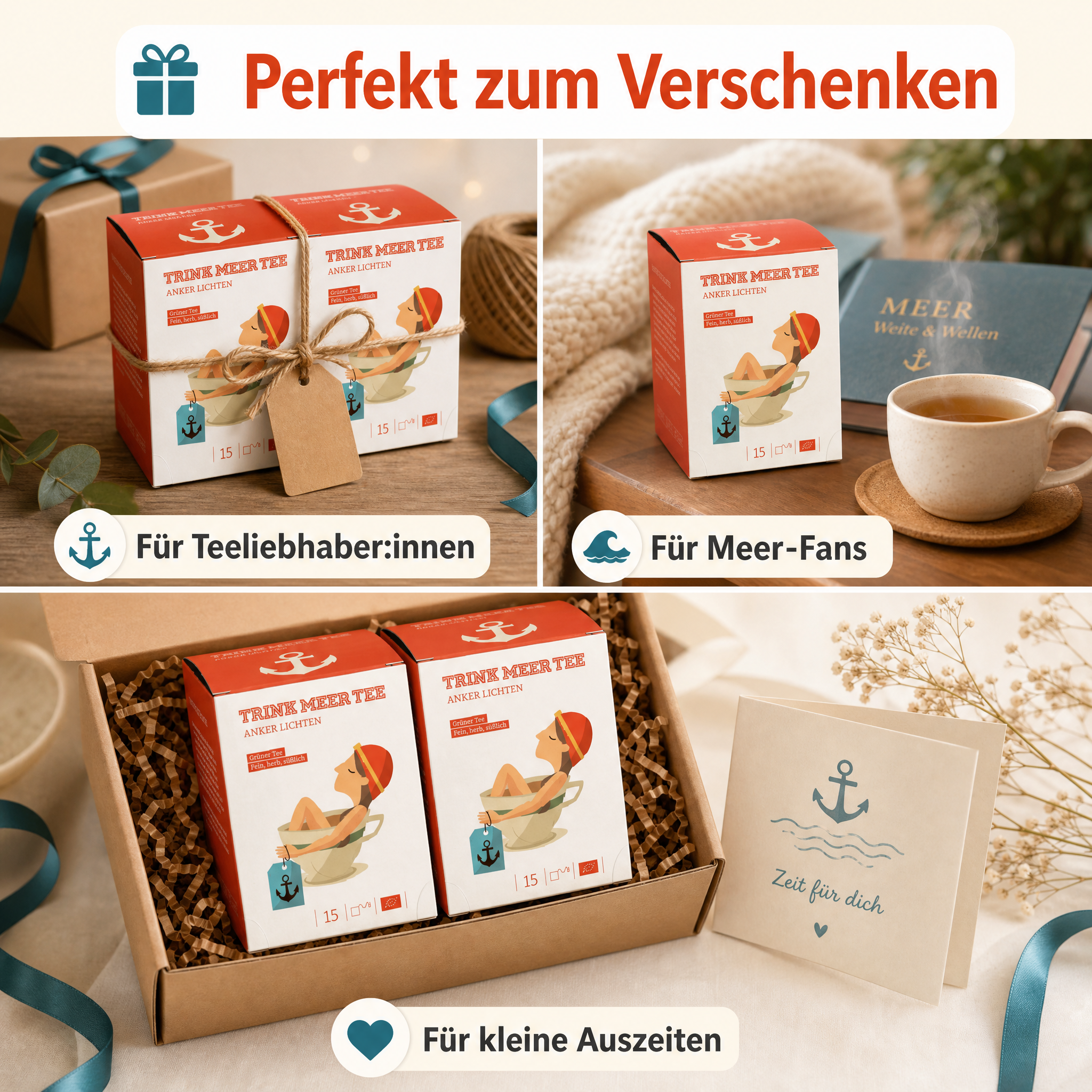 Trink Meer Tee - Anker Lichten - Grüner Tee - Beutel 15 x 3g