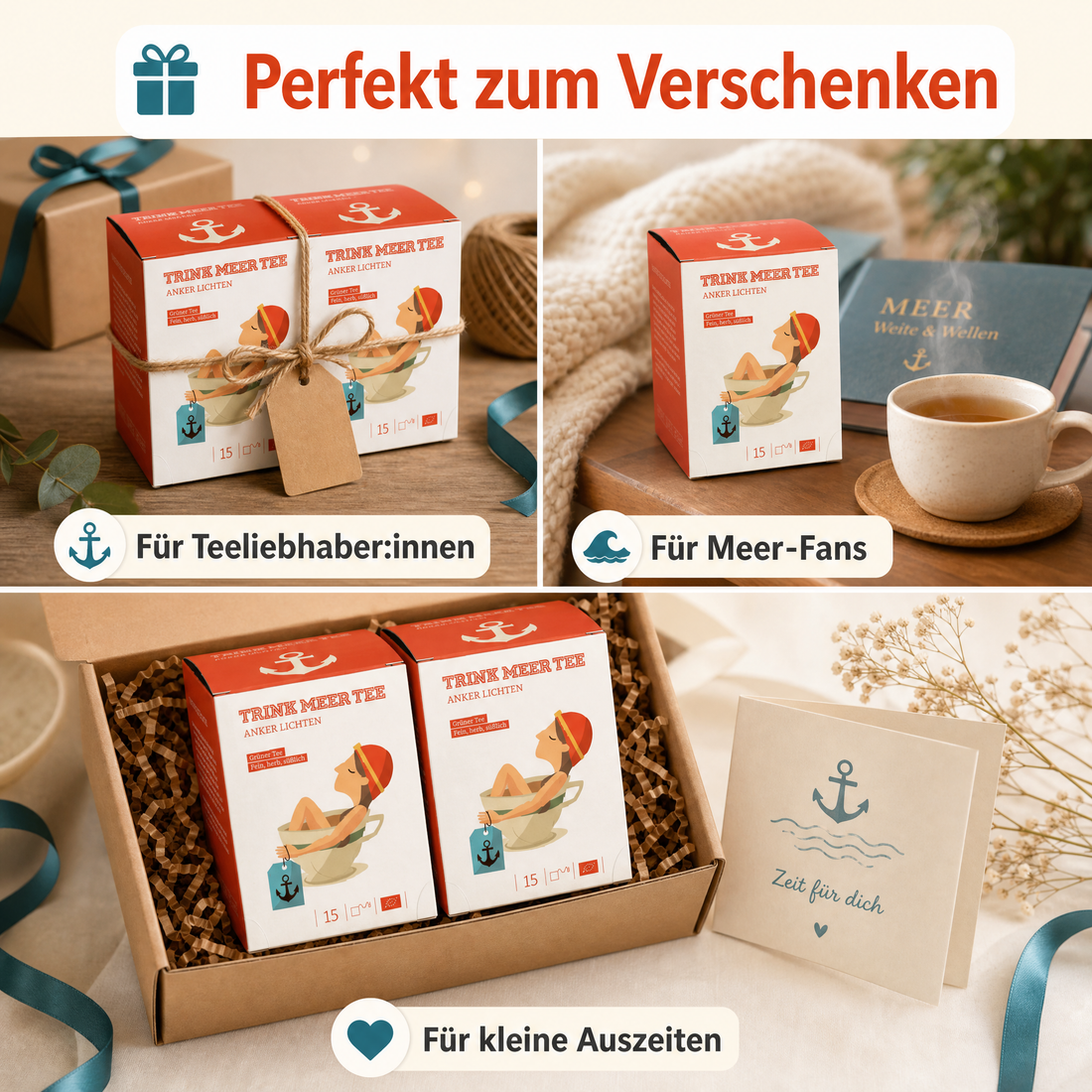 Trink Meer Tee - Anker Lichten - Grüner Tee - Beutel 15 x 3g