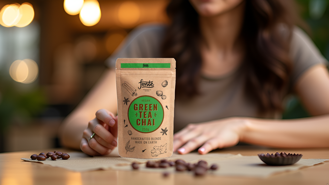 Fonte Vegan Green Tea Chai, Handgefertigte Mischung, 250g Pulver, 12 Portionen, Mit Antioxidantien