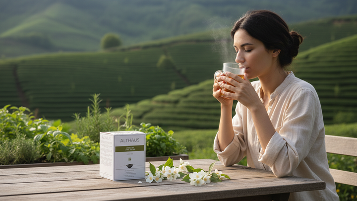 4 x Althaus Jasmine Ting Yuan Grüner Tee, 60 Pyramidenbeutel, 2,75g pro Beutel, Jasminblüten-Aroma