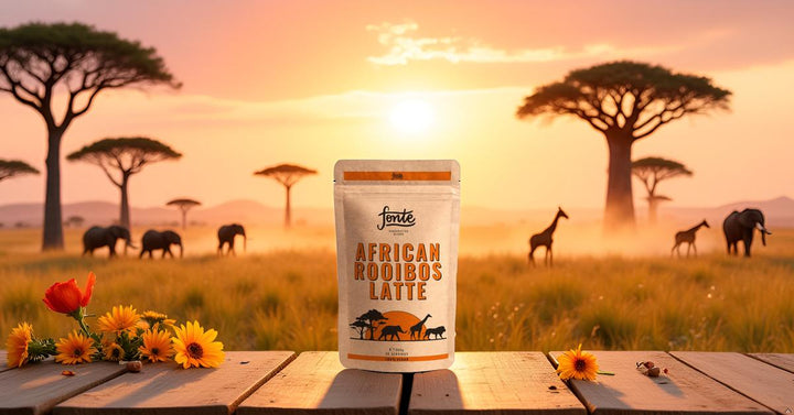 Fonte African Rooibos Latte, Handgefertigte Vegane Getränkemischung, 300g Pulver, 30 Portionen, Natürliche Zutaten, Koffeinfrei, Mit Antioxidantien