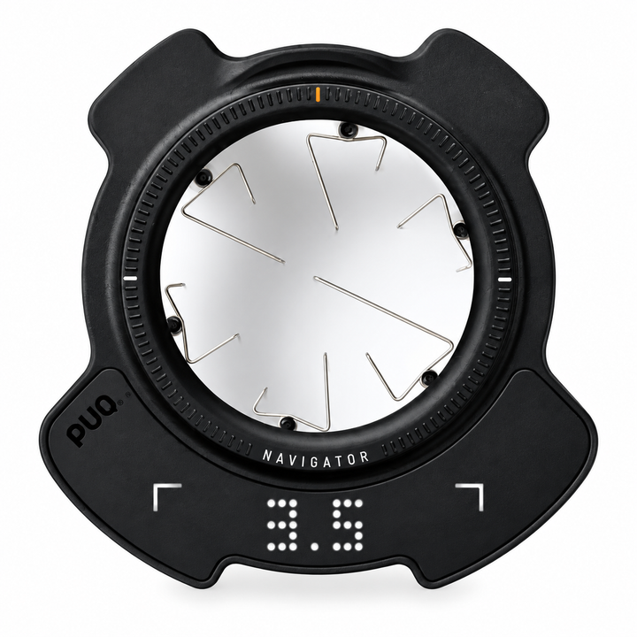 PUQ Navigator Elektronisches WDT-Tool für Espresso, 58mm Siebträger, digitale LED-Anzeige, Schwarz