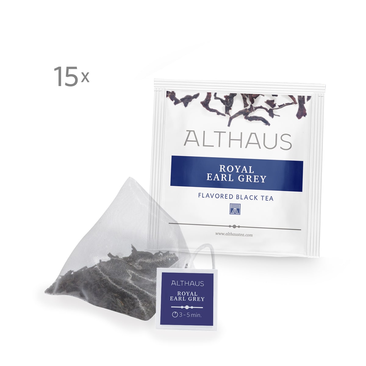 Althaus Royal Earl Grey, Aromatisierter Schwarzer Tee, 15 Pyramidenbeutel, 41,25g