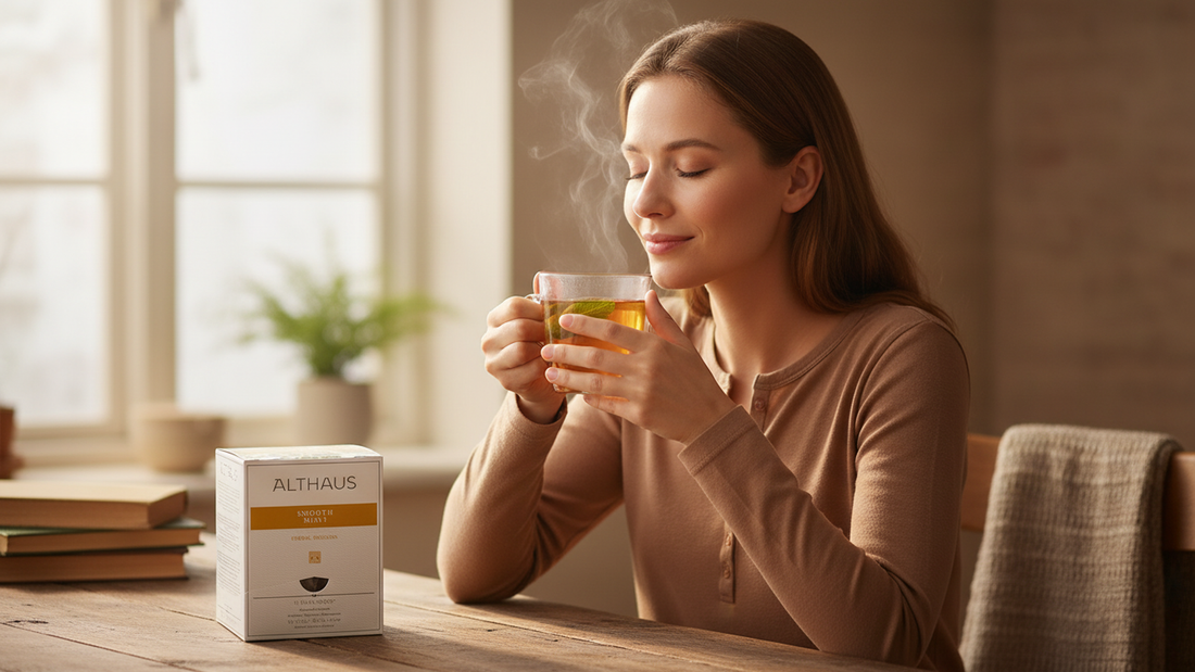 Althaus Smooth Mint Kräutertee, 15 Pyramidenbeutel, Pfefferminze-Krauseminze Mischung, 26,25g
