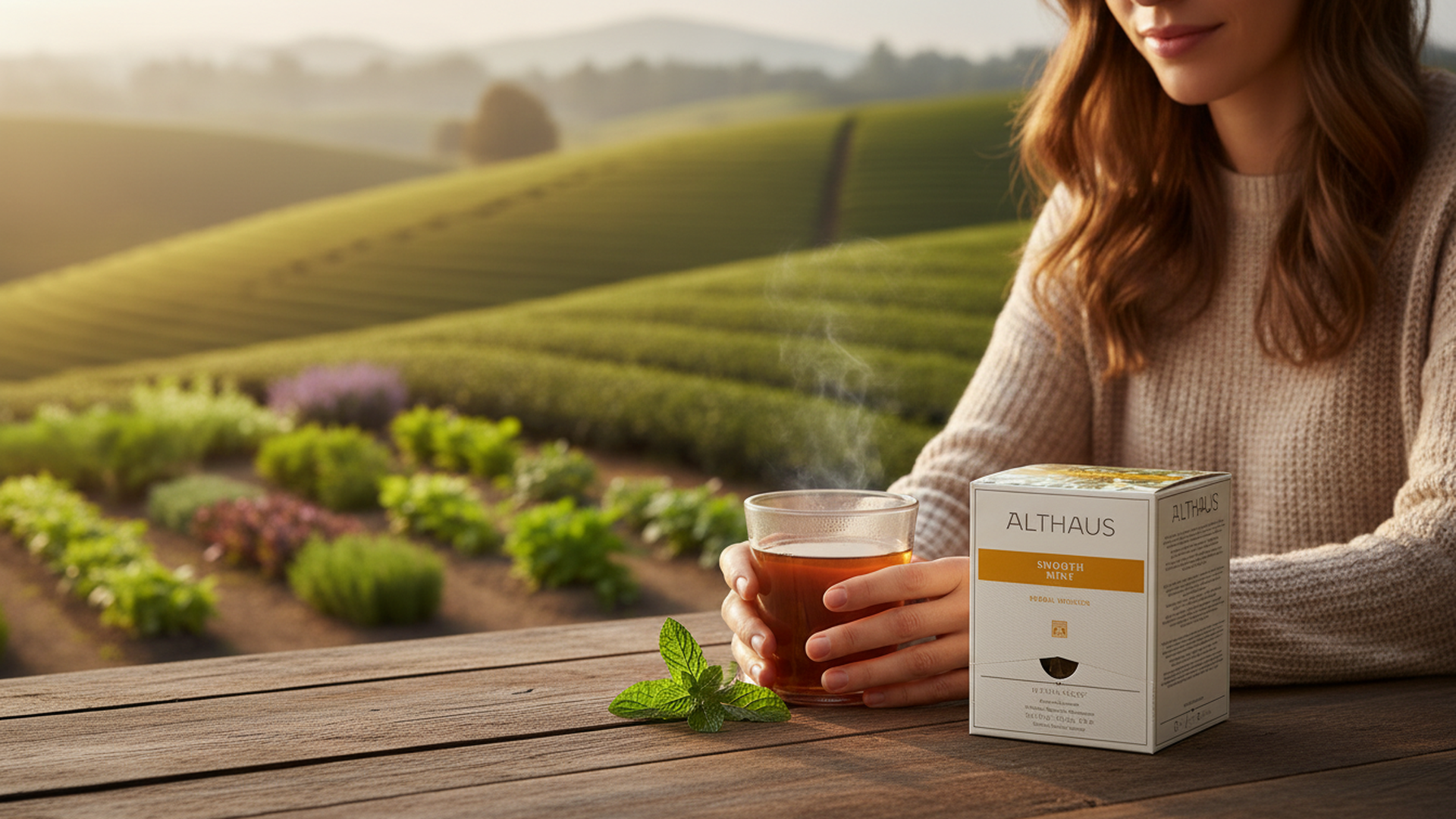 Althaus Smooth Mint Kräutertee, 15 Pyramidenbeutel, Pfefferminze-Krauseminze Mischung, 26,25g