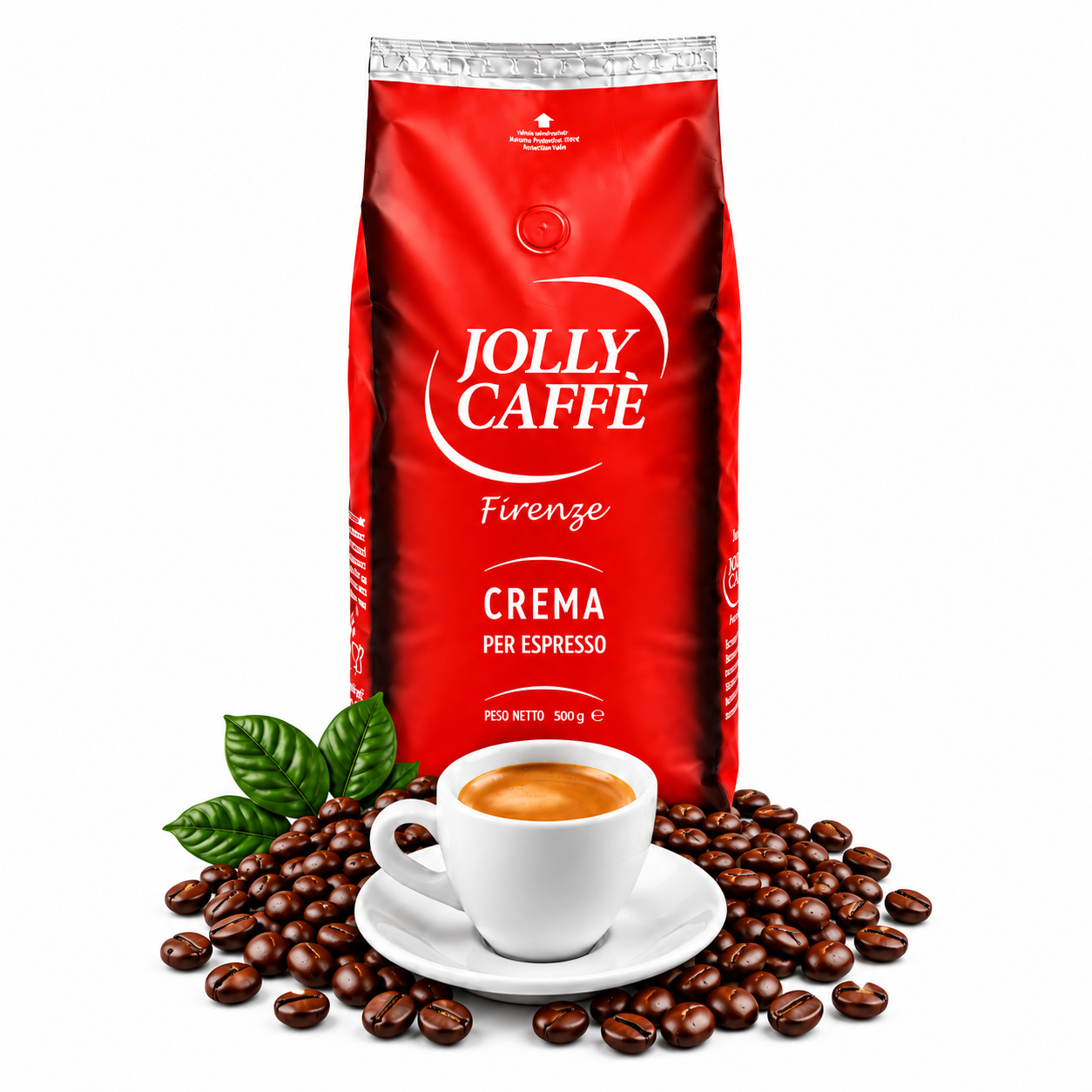 JOLLY Caffé - Crema 1000g - Bohnen Kaffee Firenze Crema Espressobohnen, 1 kg, 12 Arabica-Sorten