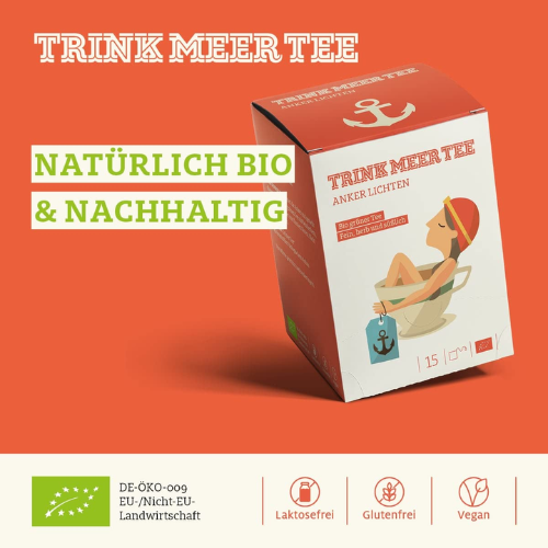 Trink Meer Tee - Anker Lichten - Grner Tee - Beutel 15 x 3g 1