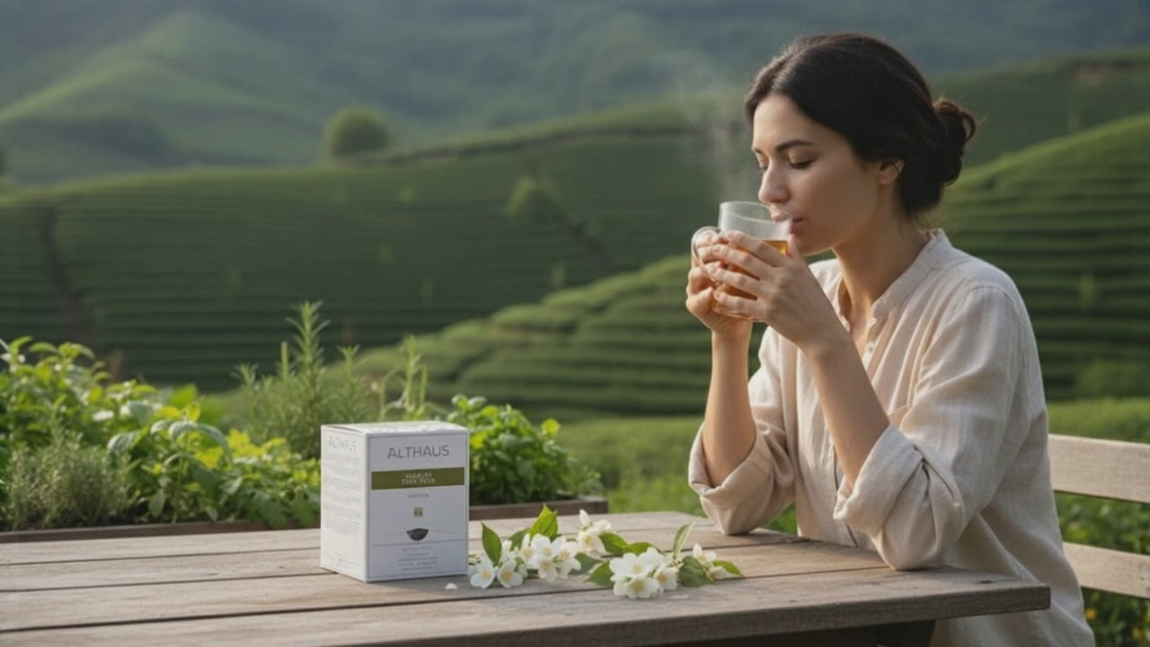 Althaus Jasmine Ting Yuan Grüner Tee, 15 Pyramidenbeutel, 2,75g pro Beutel, Jasminblüten-Aroma