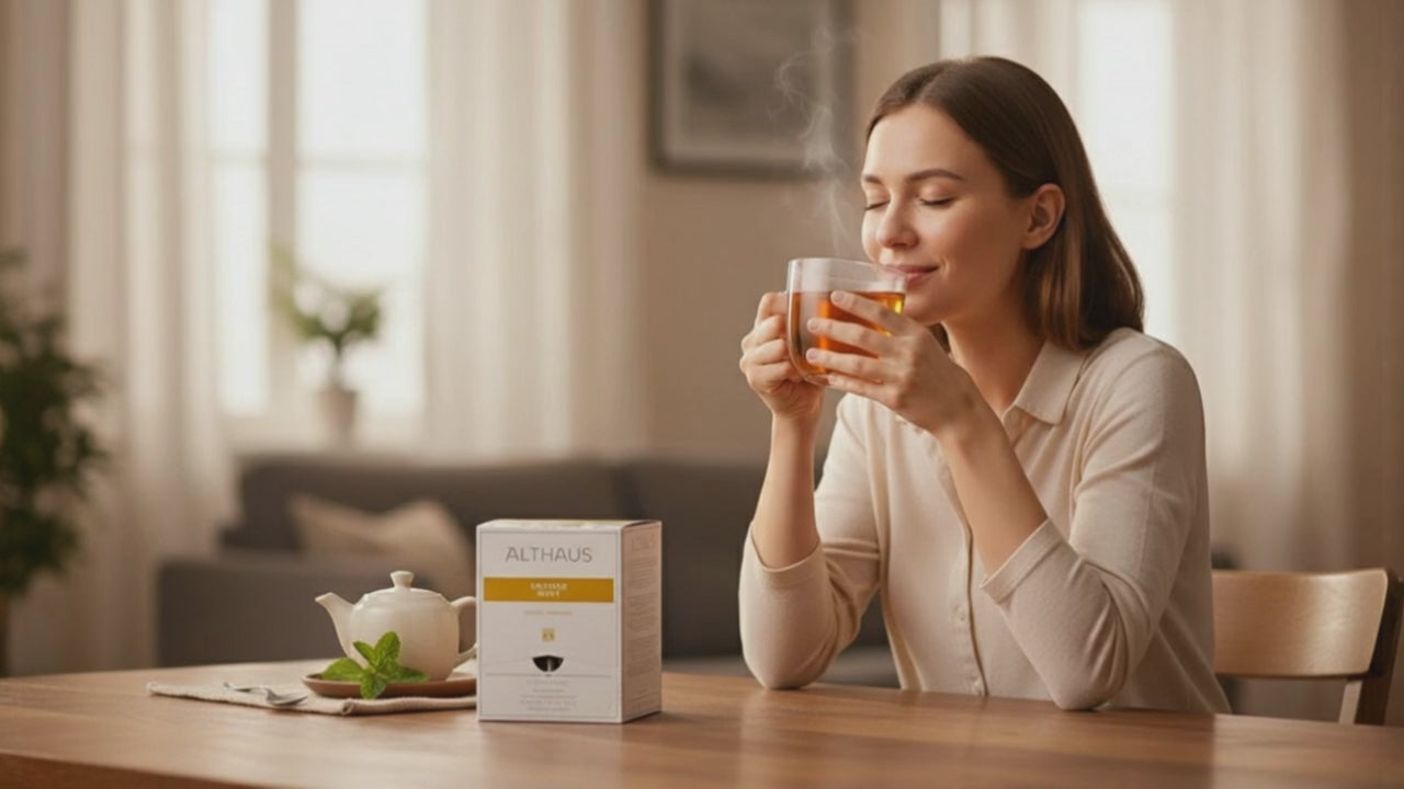 Althaus Smooth Mint Kräutertee, 15 Pyramidenbeutel, Pfefferminze-Krauseminze Mischung, 26,25g